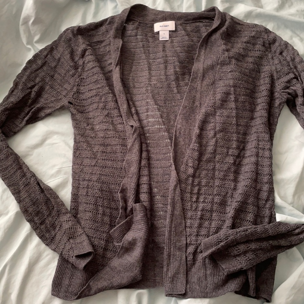 Gray knit cardigan